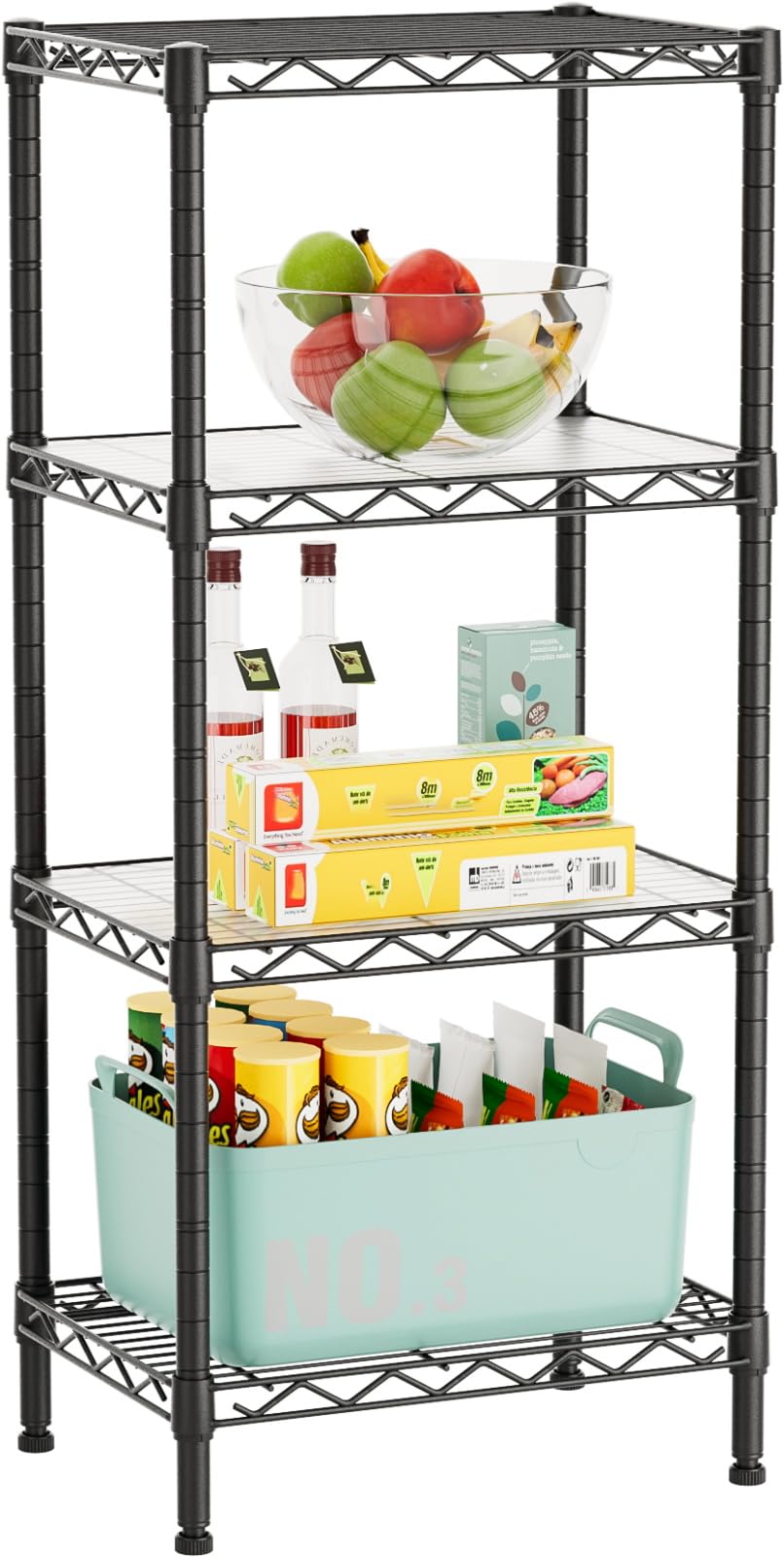 Golpart 6 Tier Adjustable Storage Shelves,Heavy Duty Metal Utility Shelf 900LBS Capacity,Wire Shelving Unit Organizer Rack for Home,Kitchen,Office,Bathroom,Pantry Room,12" D x 22" W x 69" H,Black