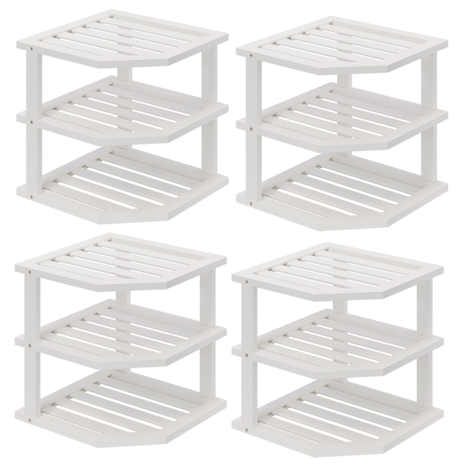 VERTORGAN 3 Tier Bamboo Corner Shelf(2 Pack),Plate Organizer,Dish Drying Rack,Kitchen Spice Rack for Countertop and Cabinet