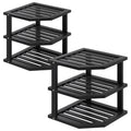 VERTORGAN 3 Tier Bamboo Corner Shelf(2 Pack),Plate Organizer,Dish Drying Rack,Kitchen Spice Rack for Countertop and Cabinet