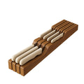 In-Drawer Knife Block Organizer - Bamboo Wood Drawer Knife Organizer-Protecting Knife Organizer Block (Not Included) (Natural, 15 Knives Dock)