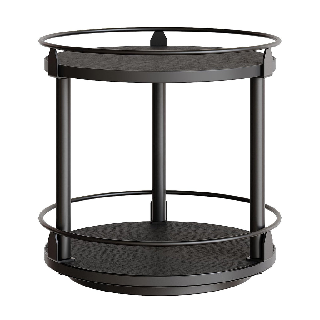 YATINEY 3-Tier Lazy Susan Organizer, Rotating Spice Rack, Spinning Organizer, Industrial Turntable Spice Rack Organizer for Cabinet, Kitchen Countertop, Greige and Black SR23BG