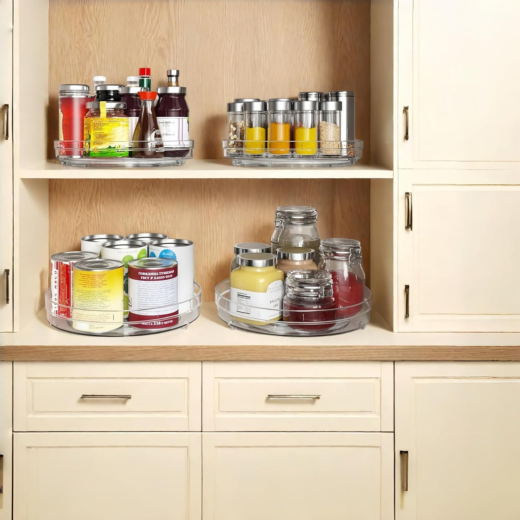 Optish 4 Pack 9.5" Lazy Susan Organizer, Pantry Organizers and Storage, Lazy Susan Turntable for Cabinet, Refrigerator, Closet, Countertop, Non-Skid Fridge Organizer