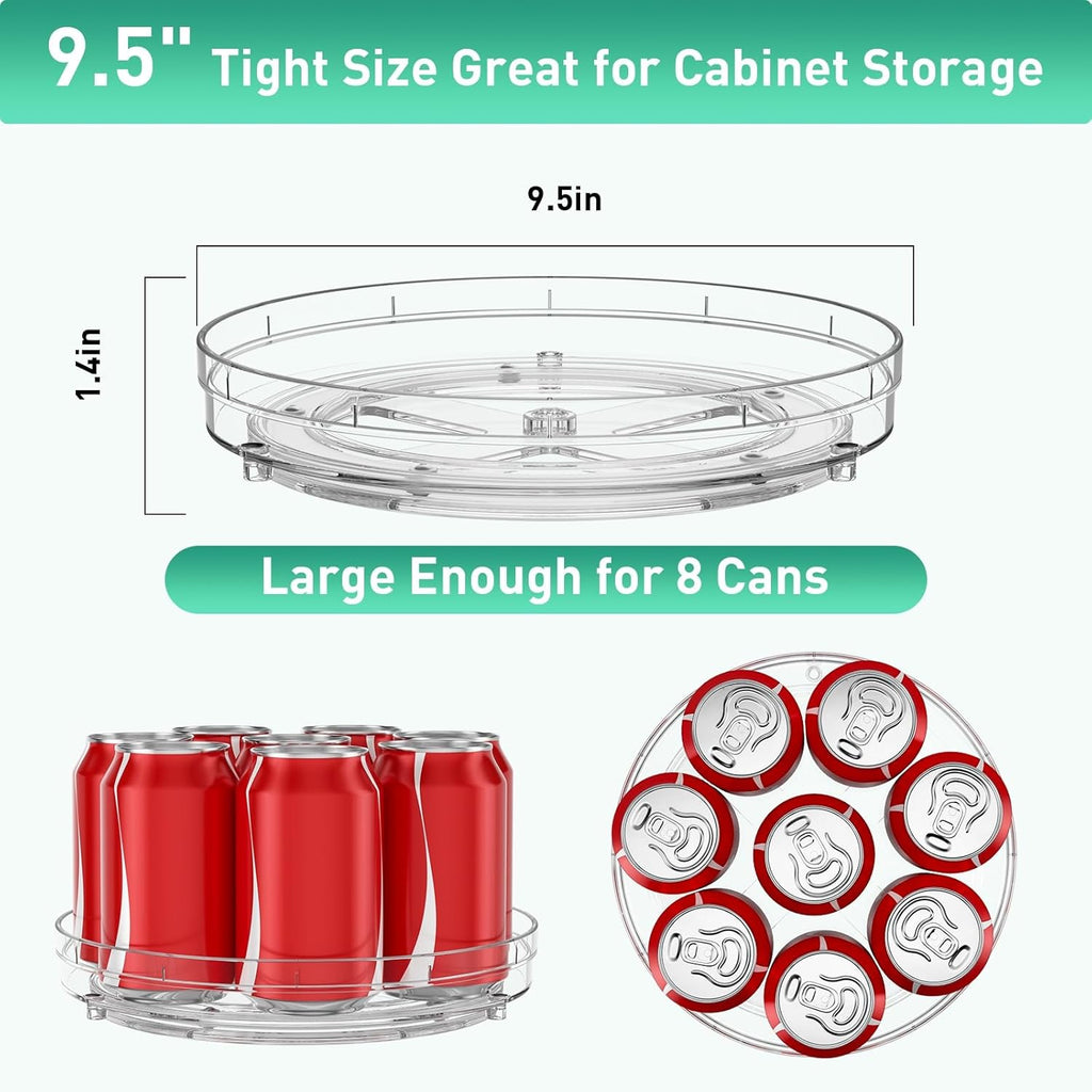 Optish 4 Pack 9.5" Lazy Susan Organizer, Pantry Organizers and Storage, Lazy Susan Turntable for Cabinet, Refrigerator, Closet, Countertop, Non-Skid Fridge Organizer