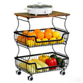 Kitchen Storage Cart on Wheels, 5 Tier Rolling Stackable Pantry Floor Organizer, Kitchen Fruit Basket Stand for Home Removable Metal Vegetable Rack Wire Snack Cart