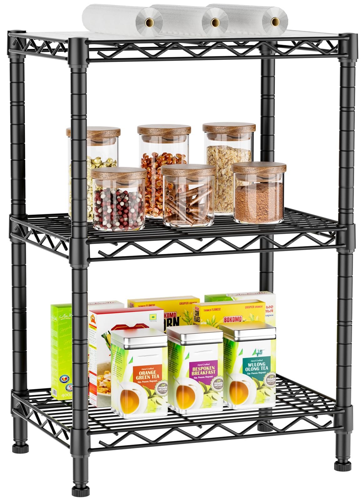 Golpart 6 Tier Adjustable Storage Shelves,Heavy Duty Metal Utility Shelf 900LBS Capacity,Wire Shelving Unit Organizer Rack for Home,Kitchen,Office,Bathroom,Pantry Room,12" D x 22" W x 69" H,Black