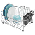 GSlife Small in Sink Dish Drying Rack - Stainless Steel Compact Dish Drainer for RV Kitchen Apartment Sink, Rust Resistant Inside Sink Rack, 1–2 Person Households, 11.6" W x 13.4" L, Silver