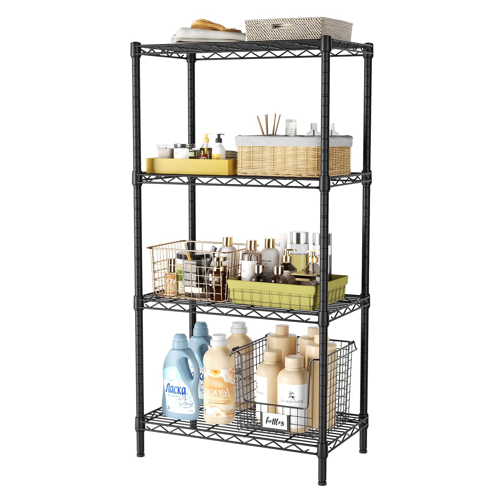 Golpart 6 Tier Adjustable Storage Shelves,Heavy Duty Metal Utility Shelf 900LBS Capacity,Wire Shelving Unit Organizer Rack for Home,Kitchen,Office,Bathroom,Pantry Room,12" D x 22" W x 69" H,Black