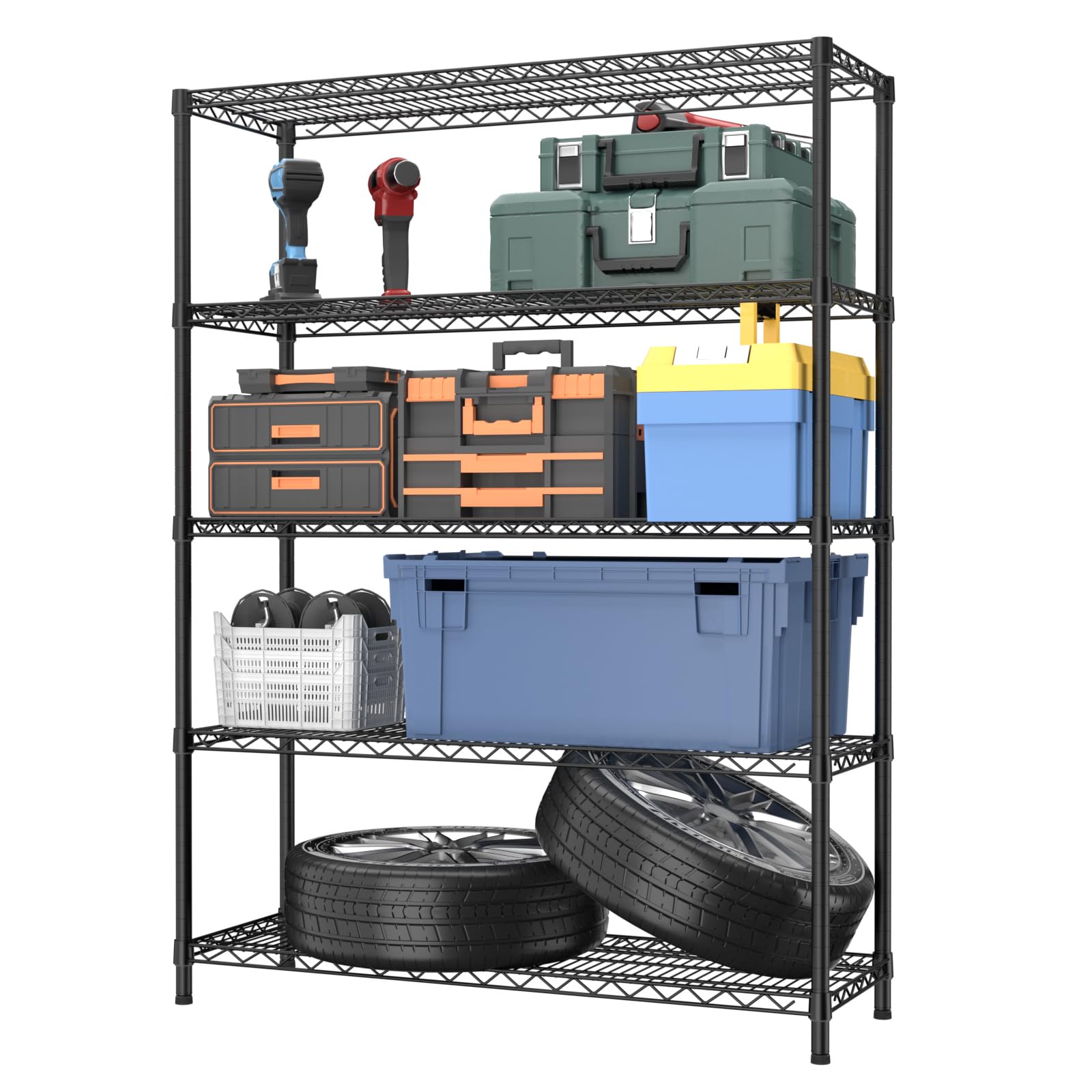 Golpart 6 Tier Adjustable Storage Shelves,Heavy Duty Metal Utility Shelf 900LBS Capacity,Wire Shelving Unit Organizer Rack for Home,Kitchen,Office,Bathroom,Pantry Room,12" D x 22" W x 69" H,Black