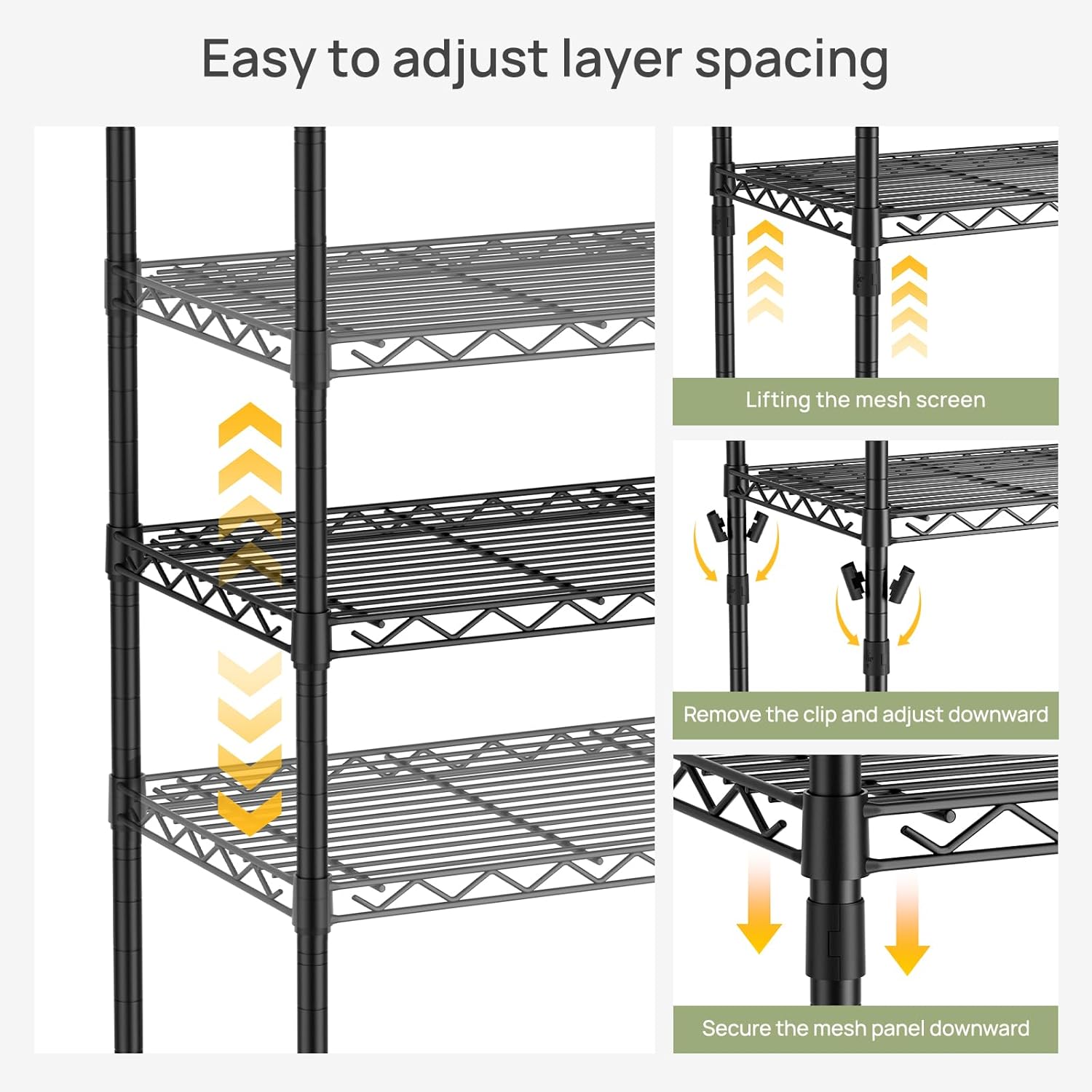 Golpart 6 Tier Adjustable Storage Shelves,Heavy Duty Metal Utility Shelf 900LBS Capacity,Wire Shelving Unit Organizer Rack for Home,Kitchen,Office,Bathroom,Pantry Room,12" D x 22" W x 69" H,Black