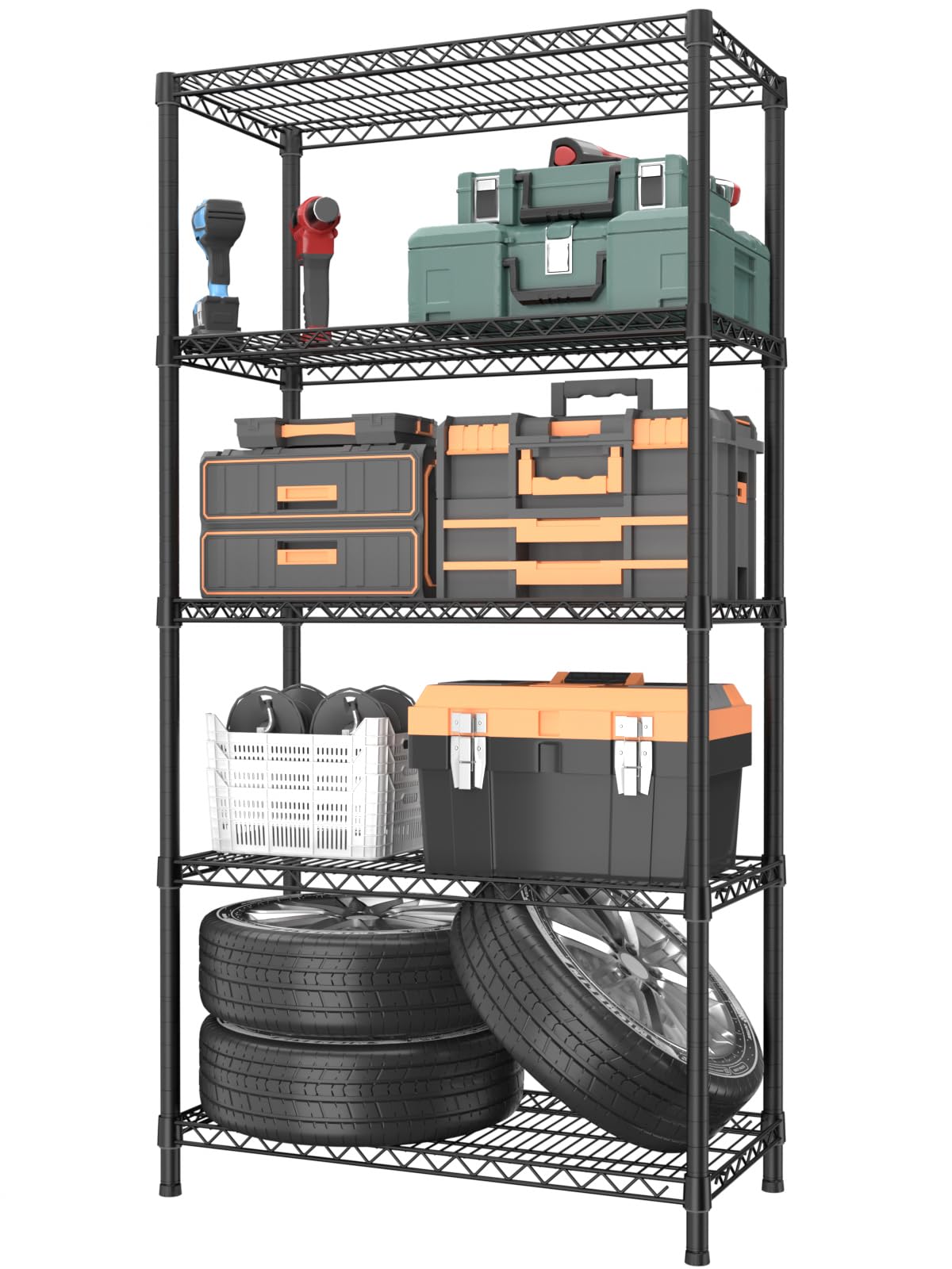 Golpart 6 Tier Adjustable Storage Shelves,Heavy Duty Metal Utility Shelf 900LBS Capacity,Wire Shelving Unit Organizer Rack for Home,Kitchen,Office,Bathroom,Pantry Room,12" D x 22" W x 69" H,Black