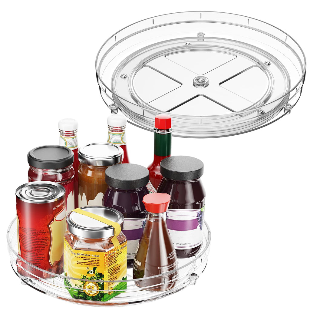 Optish 4 Pack 9.5" Lazy Susan Organizer, Pantry Organizers and Storage, Lazy Susan Turntable for Cabinet, Refrigerator, Closet, Countertop, Non-Skid Fridge Organizer