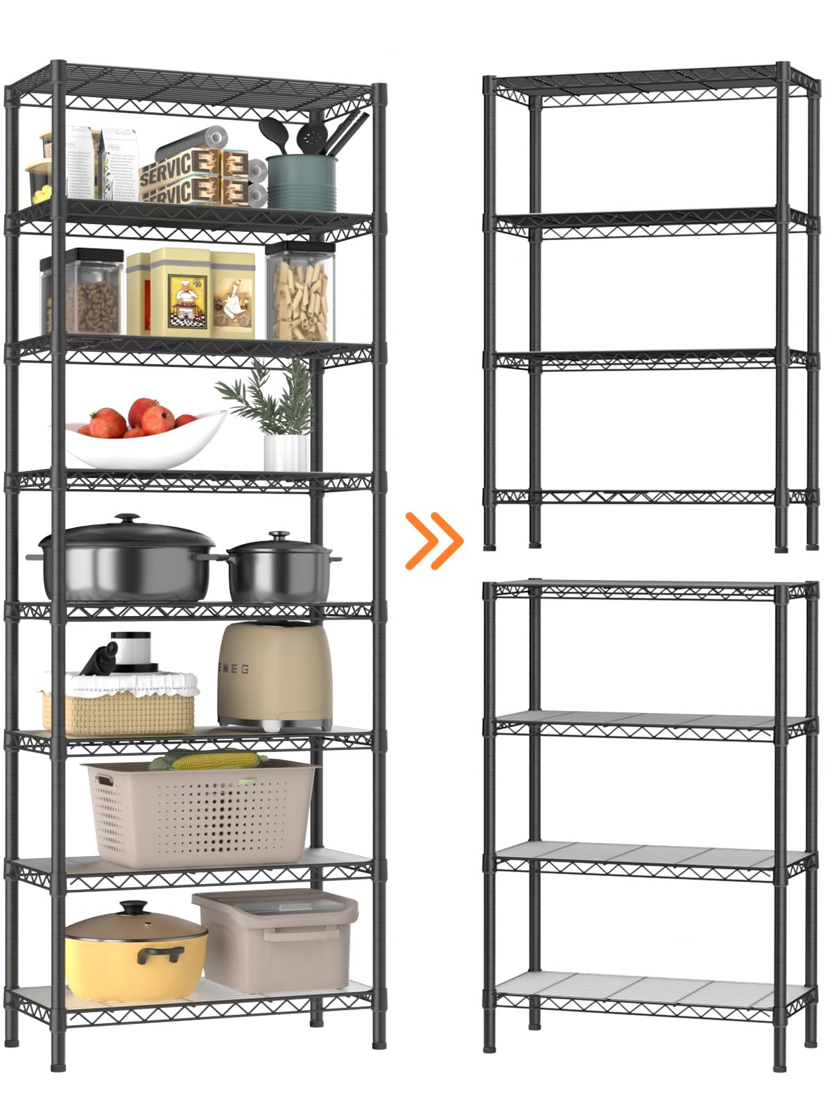 Golpart 6 Tier Adjustable Storage Shelves,Heavy Duty Metal Utility Shelf 900LBS Capacity,Wire Shelving Unit Organizer Rack for Home,Kitchen,Office,Bathroom,Pantry Room,12" D x 22" W x 69" H,Black