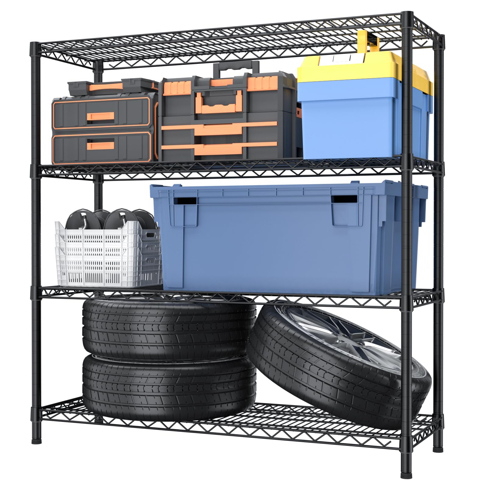 Golpart 6 Tier Adjustable Storage Shelves,Heavy Duty Metal Utility Shelf 900LBS Capacity,Wire Shelving Unit Organizer Rack for Home,Kitchen,Office,Bathroom,Pantry Room,12" D x 22" W x 69" H,Black