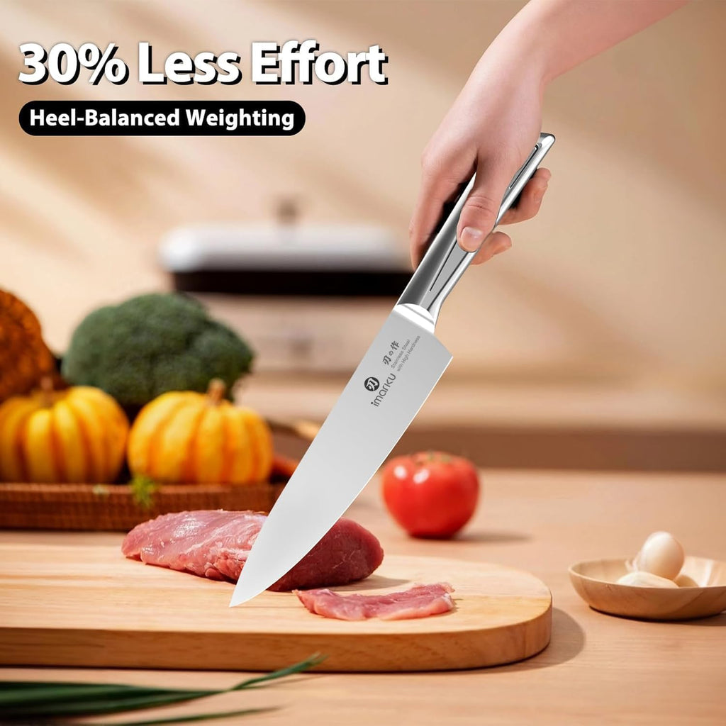 imarku Knife Set, 10 PCS Japanese Stainless Steel Knife Block Set, Kitchen Knife Sets with Wooden Drawer Organizer, Drawer Knife Set,Dishwasher Safe, Ultra Sharp Chef Knife, Gifts for Women Men