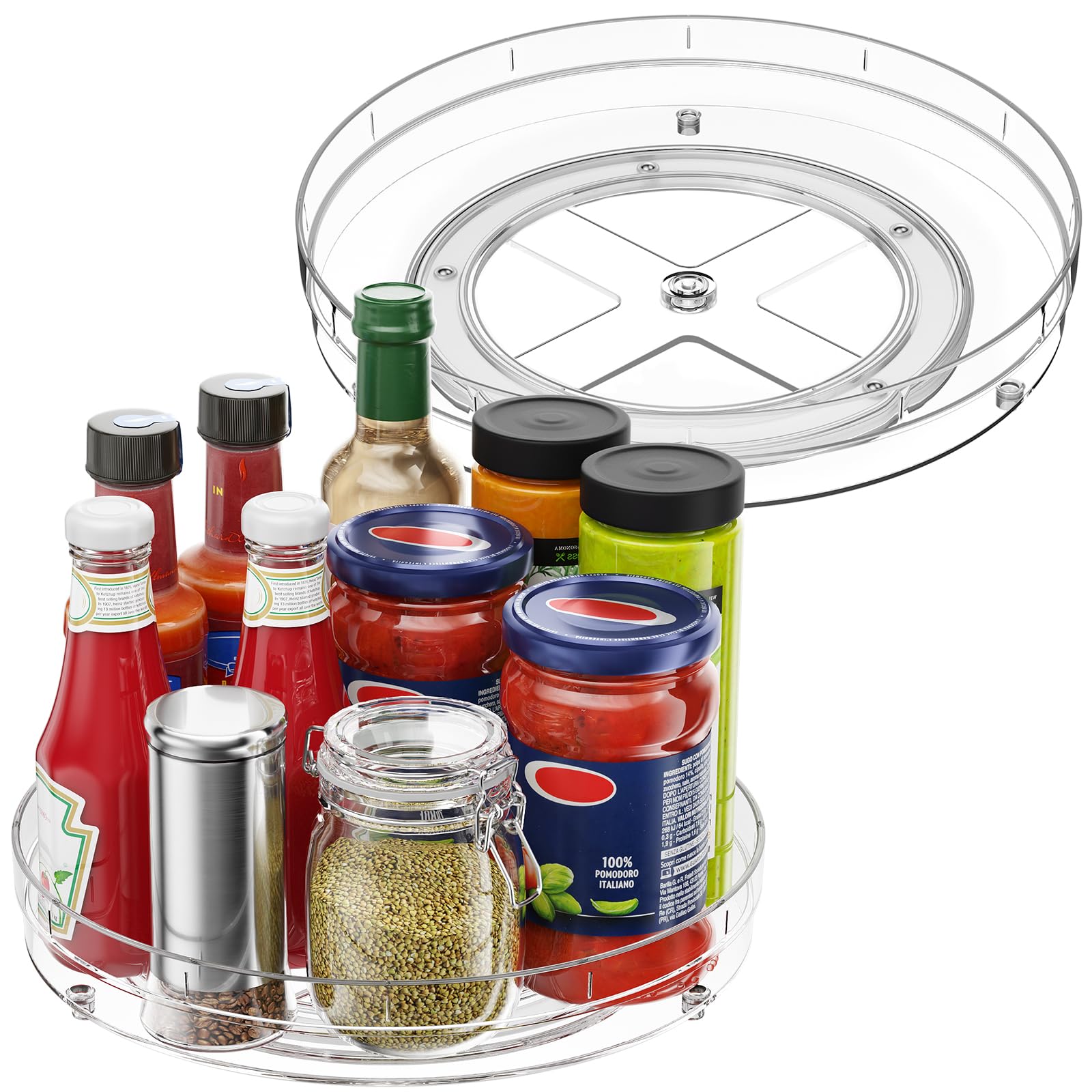 Optish 4 Pack 9.5" Lazy Susan Organizer, Pantry Organizers and Storage, Lazy Susan Turntable for Cabinet, Refrigerator, Closet, Countertop, Non-Skid Fridge Organizer