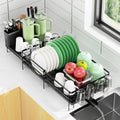 Large Dish Drying Rack, Expandable Dish Rack, Stainless Steel Anti-Rust Dish Racks for Kitchen Counter, Multifunctional Dish Drainer with Utensil Holder & Cup Holder, 13.4"-28.7" L x 11.8" W