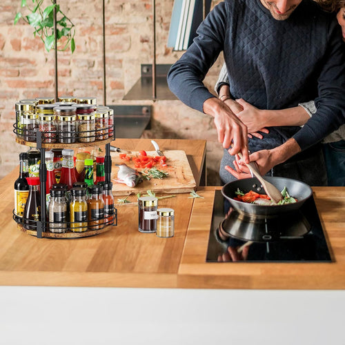 Across-Star Lazy-Susan-Organizer-Spice-Rack, Rotating Spice Organizer For Cabinet Pantry, Seasoning Holder Spice Shelf With Adjustable Height, Kitchen Counter Shelf Countertop Organizer